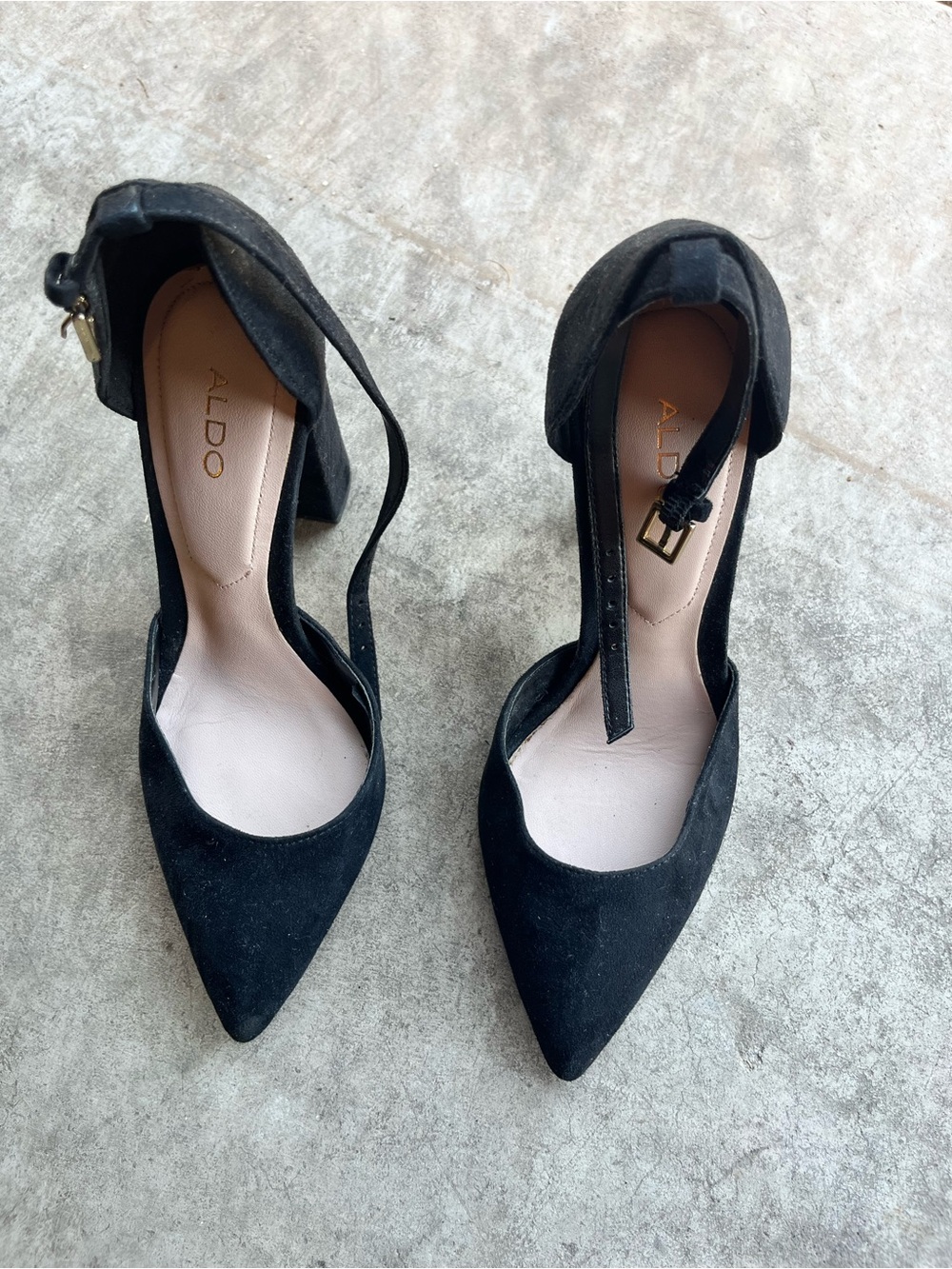 Aldo Black Suede D'Orsay Heel Pumps